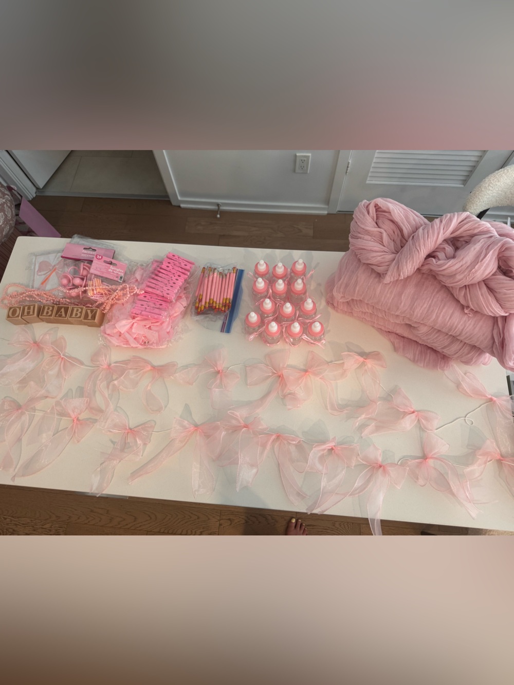Pink Bow theme baby shower bundle